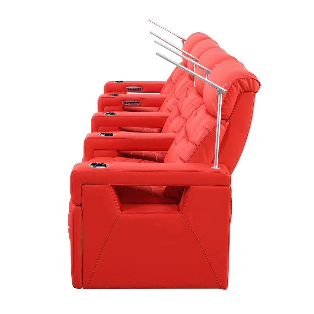 RowOne Rebellion 4 Chair Straight Row Motorized - Red - Image 5