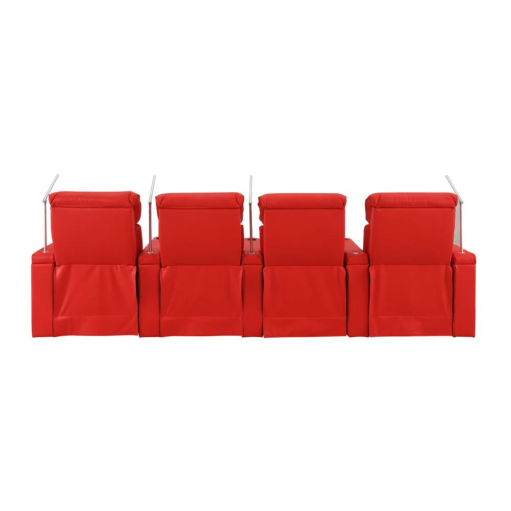 RowOne Rebellion 4 Chair Straight Row Motorized - Red - Image 8