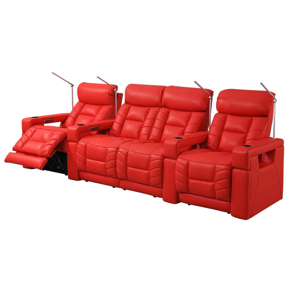 RowOne Rebellion 4 Chair Straight Row with Loveseat Motorized - Red - Image 3