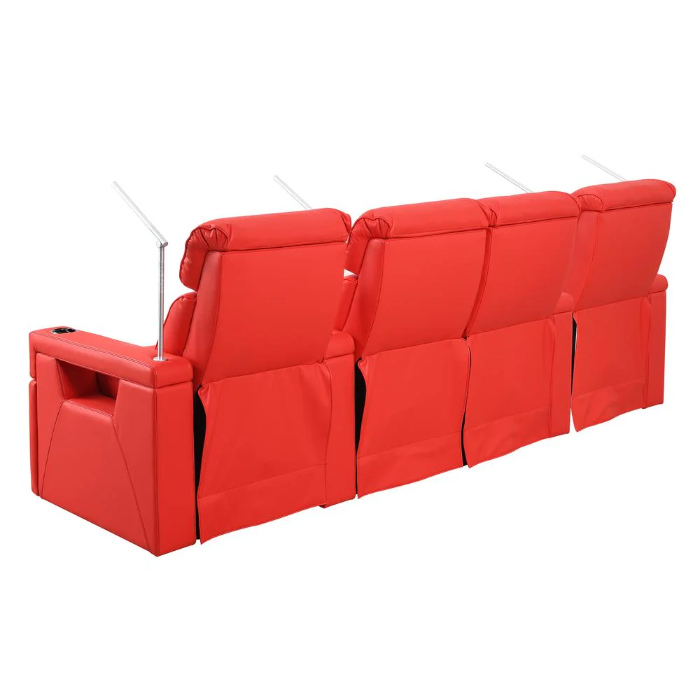 RowOne Rebellion 4 Chair Straight Row with Loveseat Motorized - Red - Image 6