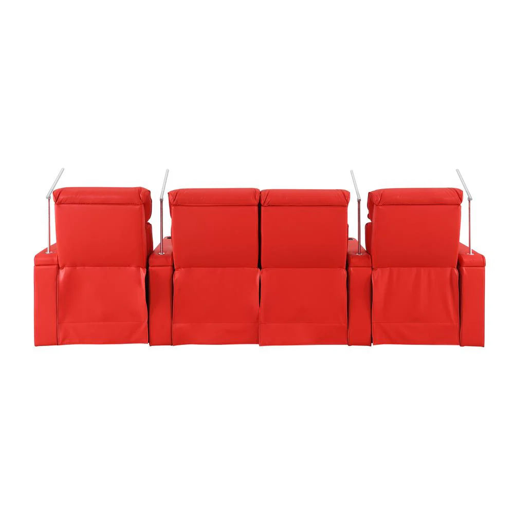 RowOne Rebellion 4 Chair Straight Row with Loveseat Motorized - Red - Image 7