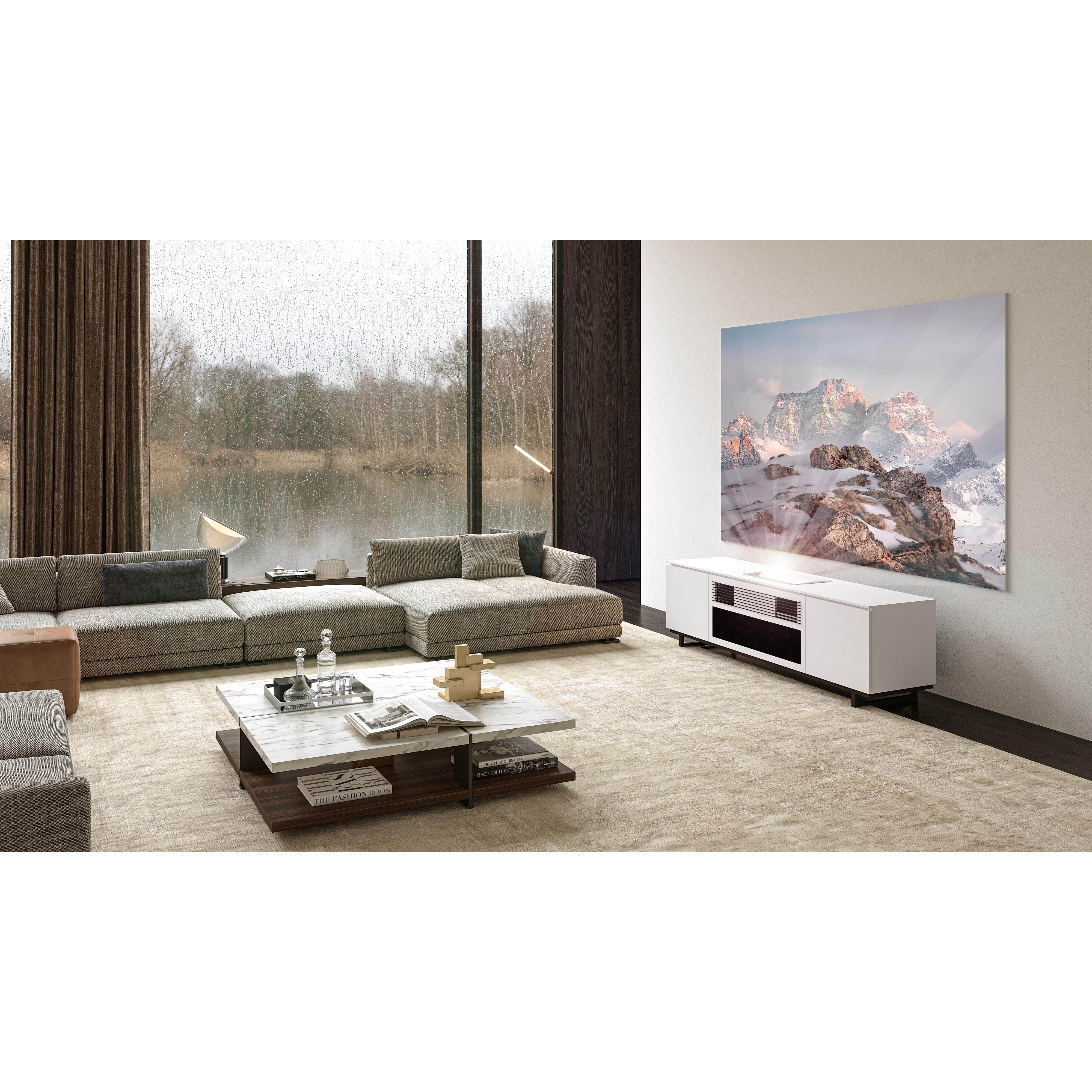 Salamander Designs Miami 245MM Cabinet for integrated Samsung LSP9T UST Projector - Gloss White, Black Top - X/SMG9/245MM/GW - Image 2