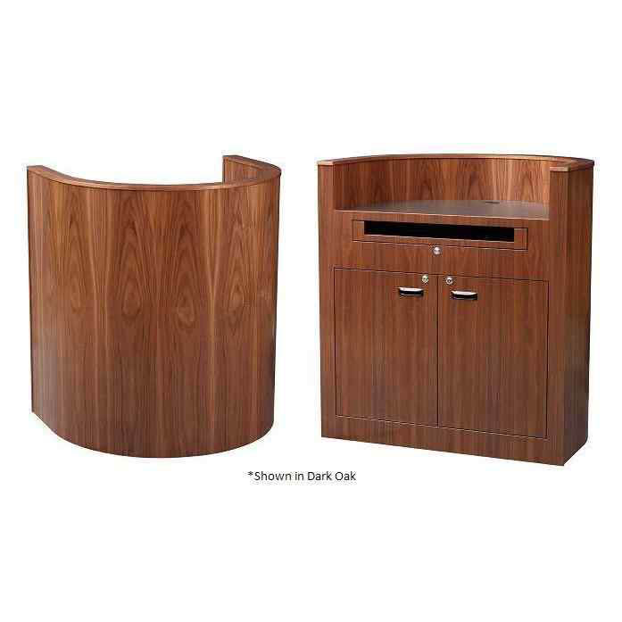 Sound-Craft BFV42-Black Lacquer on Oak The President Series 48"H Curved Design Podium with Black Lacquer on Oak Wood Veneer