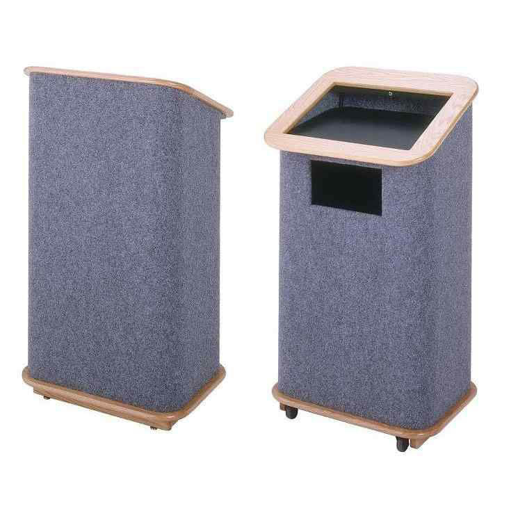 Sound-Craft CFLO-Charcoal Convention Series 48"H Lectern with Charcoal Carpet and Natural Oak Wood Trim - Image 2