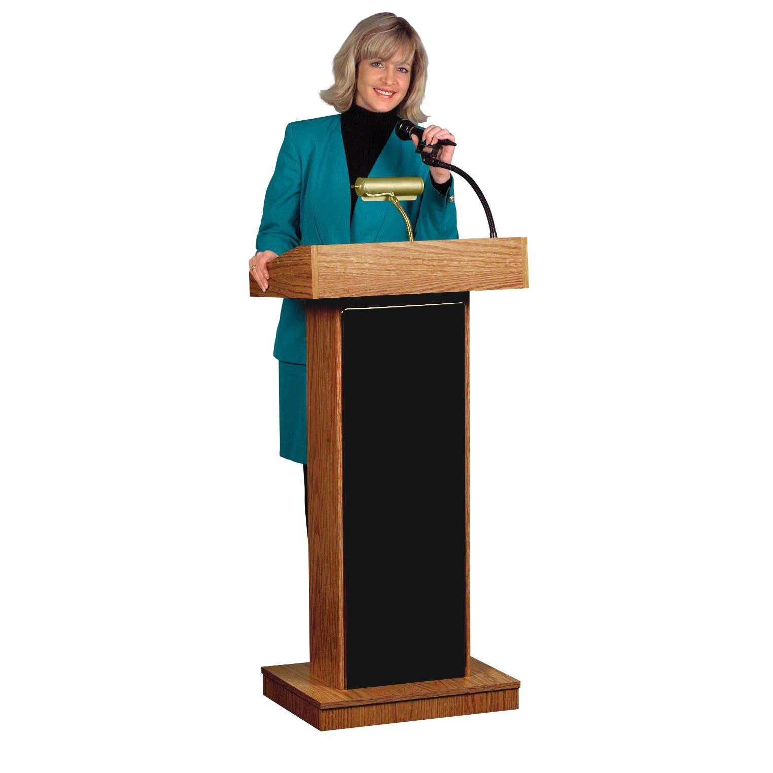 The Orator Lectern (Fixed-height, Mahogany) & Wireless Tie clip/ lavalier Mic - Image 2