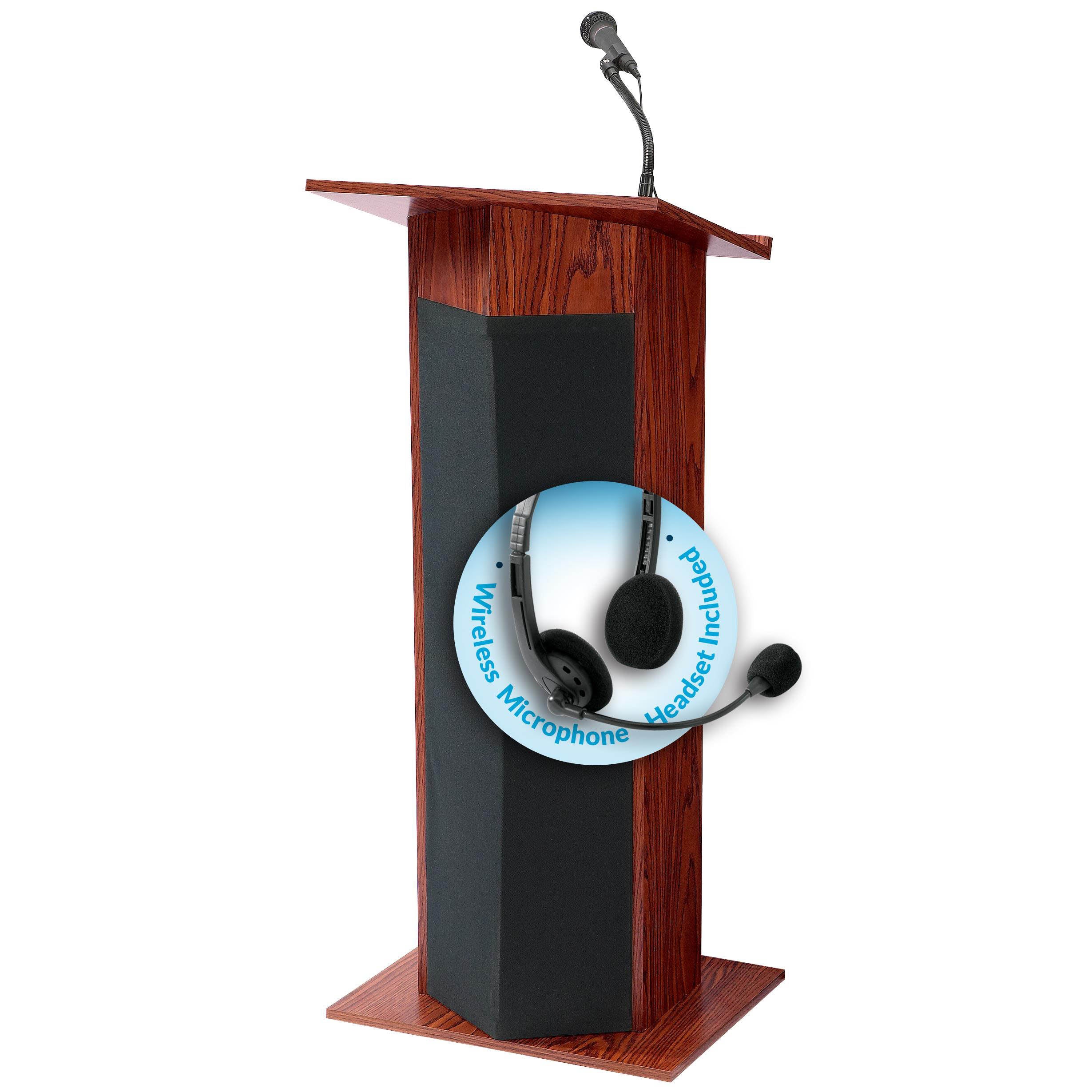 The Power Plus Lectern with Wireless Headset mic (Mahogany)